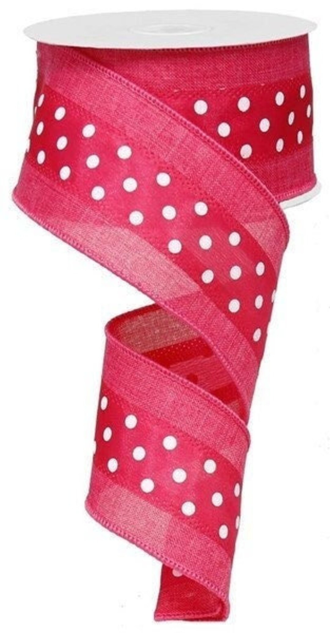 Hot Pink Polka Dot Royal Wired Ribbon Hot Pink Ribbon Etsy