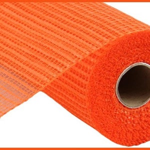 Orange Horizontal Wide Stripe Deco Poly Mesh 10&quot; Wide X 10 Yards. Orange Mesh for Wreath, Wreath Supplies, Pumpkin Wreath Mesh, Fall Mesh
