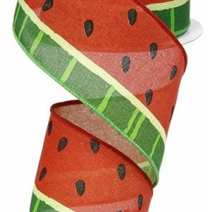 Watermelon Ribbon Wired Edge Bold Watermelon Slice Red/green Royal ...