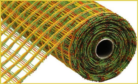 Poly Burlap mesh 10 inches Deco mesh 10 inch Rolls Clearance Burlap 5 Yards  (Green)