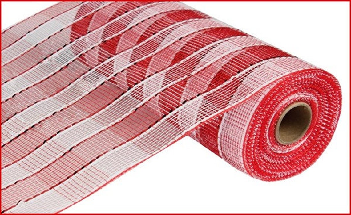 Red/white Wide Foil Plaid Deco Poly Mesh Plaid Deco Mesh Etsy