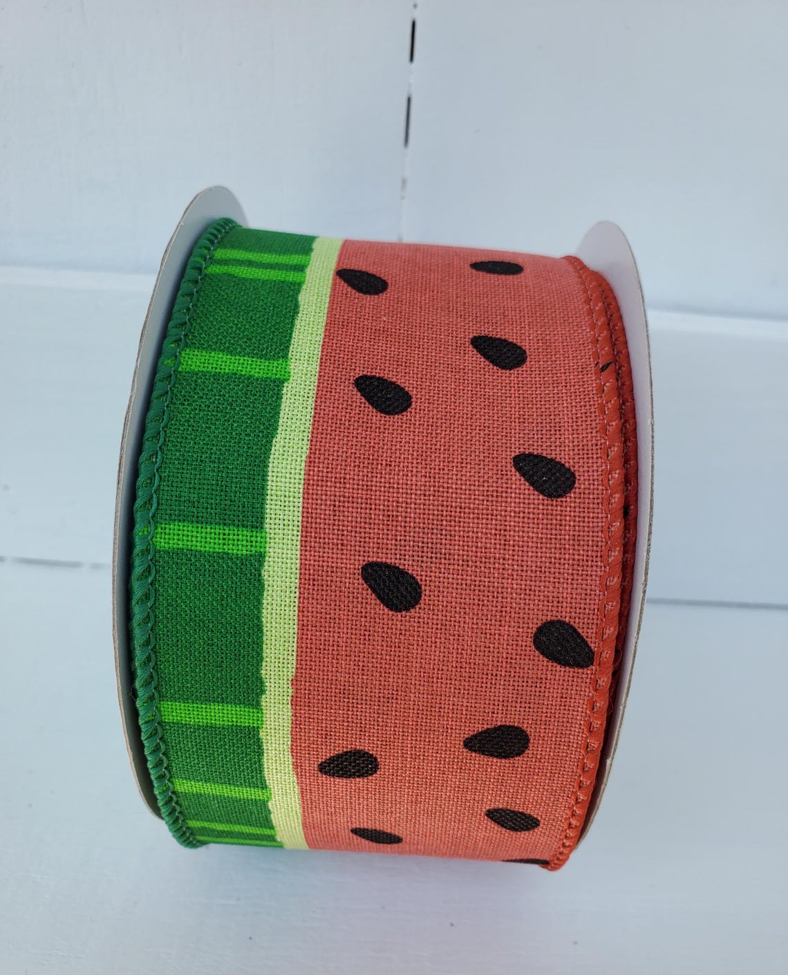 Watermelon Ribbon Wired Edge Bold Watermelon Slice Red/green Royal ...