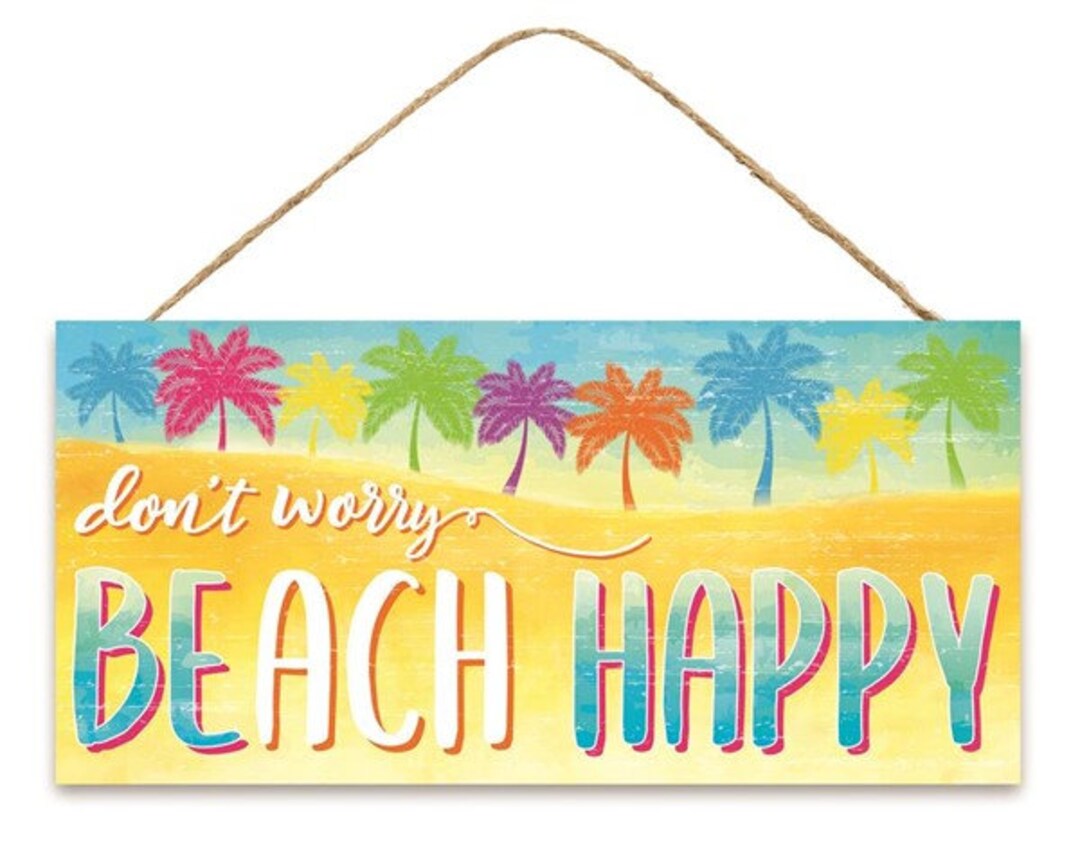 beach-wreath-sign-don-t-worry-beach-happy-sign-coastal-sign-beach