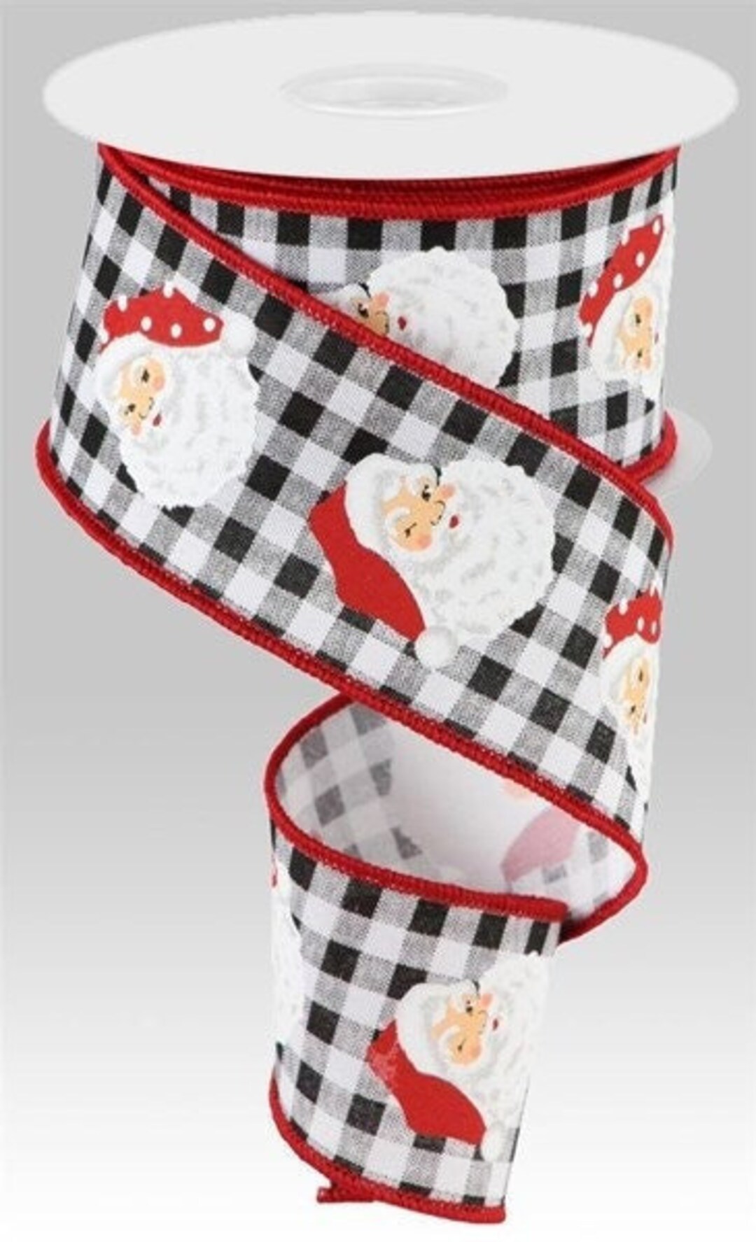 Melrose International Nostalgic Santa Print Wired Ribbon (Set of 2)