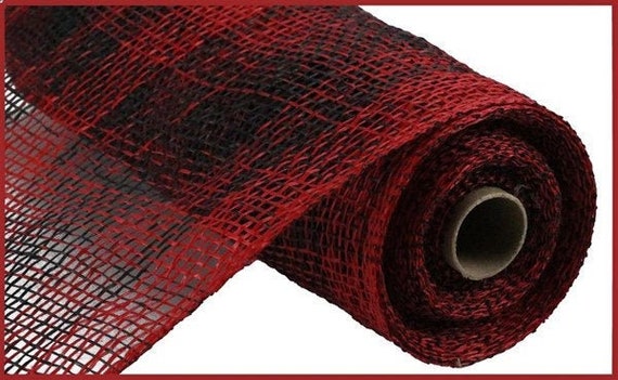 Check Poly Burlap Mesh Red/black 10 Inch, Red and Black Mesh, Poly