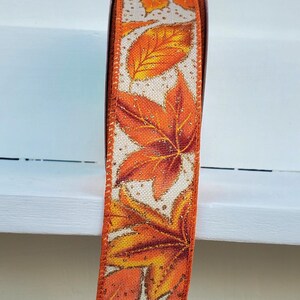 Fall Leaves with Glitter Dots Wired Ribbon Yellow/Orange/Brown/Gold 1.5" X 10 Yards, Fall Ribbon, Autumn Ribbon, Leaves, Fall, Wreath Ribbon image 6