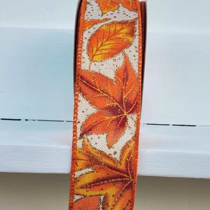 Fall Leaves with Glitter Dots Wired Ribbon Yellow/Orange/Brown/Gold 1.5" X 10 Yards, Fall Ribbon, Autumn Ribbon, Leaves, Fall, Wreath Ribbon image 8
