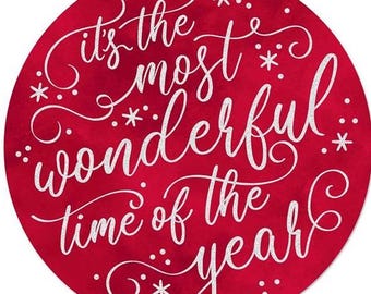 It's The Most Wonderful Time Of The Year Red White 12 Inch Metal Sign, Christmas Wreath Sign, Wreath Sign, Sign For Wreath, Christmas  Sign