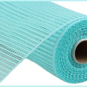Robin Egg Blue Horizontal Wide Stripe Mesh, 10&quot; X 10 Yards Mesh, Wreath Mesh, Wreath Supplies, Stripe Mesh, Robin Egg Blue Mesh, Blue Mesh