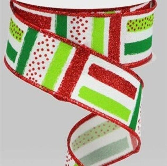 Red and White Christmas Deer 1.5 Inch Satin Ribbon