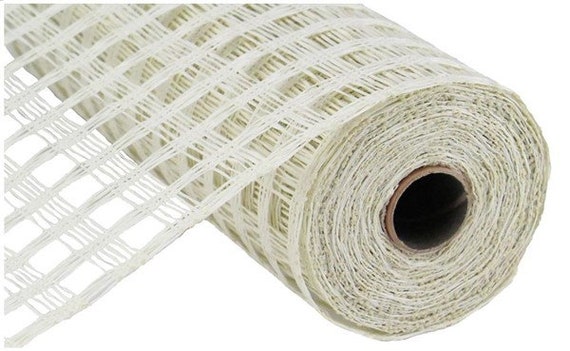 Poly Burlap mesh 10 inches Deco mesh 10 inch Rolls Clearance Burlap 5 Yards  (Black+White)