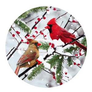 Red Cardinal 12 Inch Metal Sign, Red Cardinal, Christmas Sign For Wreath, Wreath Sign, Cardinal, Sign For Wreath, Red Cardinal Sign, Snow