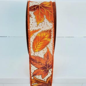 Fall Leaves with Glitter Dots Wired Ribbon Yellow/Orange/Brown/Gold 1.5" X 10 Yards, Fall Ribbon, Autumn Ribbon, Leaves, Fall, Wreath Ribbon image 12