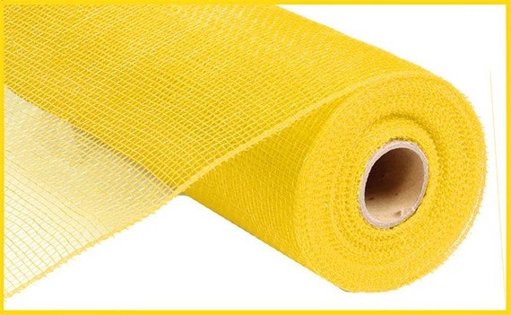 Poly Burlap mesh 10 inches Deco mesh 10 inch Rolls Clearance Burlap 5 Yards  (Black+Yellow)