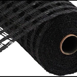 May include: A roll of black mesh ribbon with a grid pattern. The ribbon is rolled up on a cardboard tube.