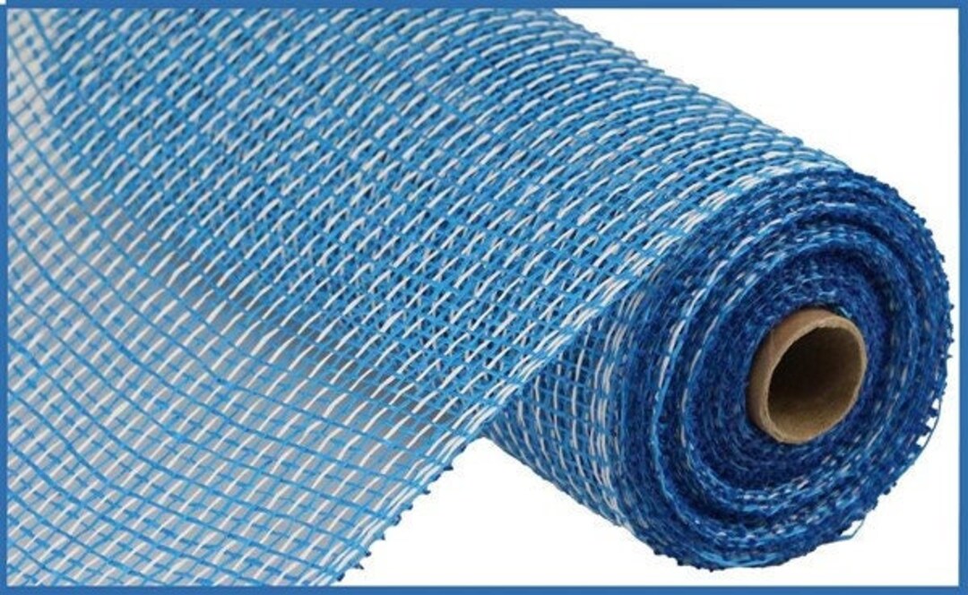 Blue/white Multi Poly Burlap Mesh 10 Inch, Poly Burlap Mesh, Poly