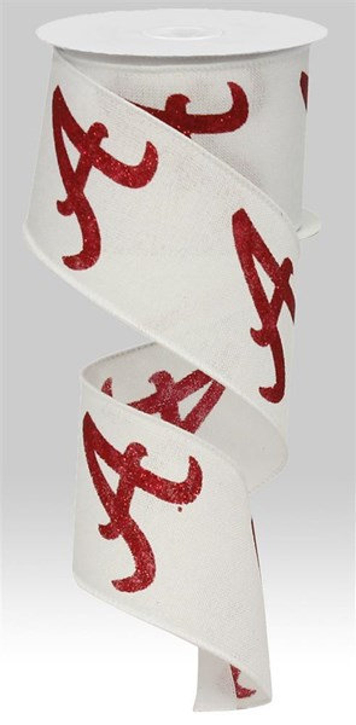 Red Glitter A White Royal Burlap Wired Ribbon 2.5