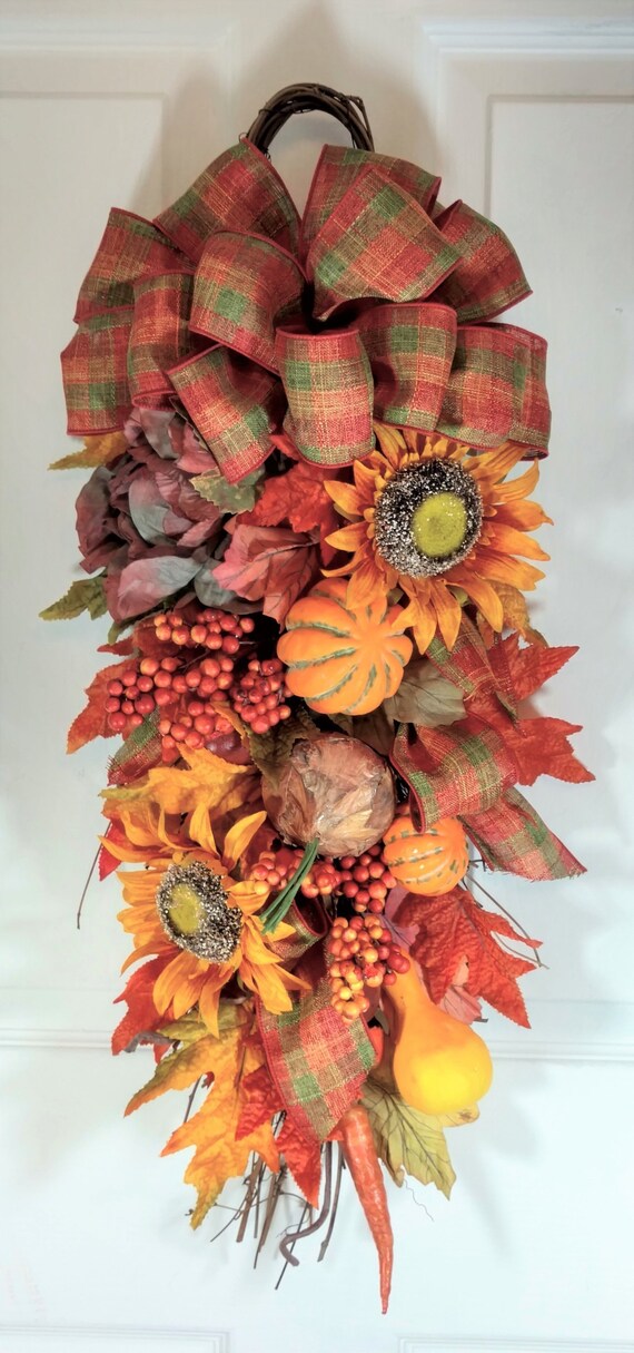 Fall Swag For Doorfall Harvest Swagfall Door Swagteardrop Image 0