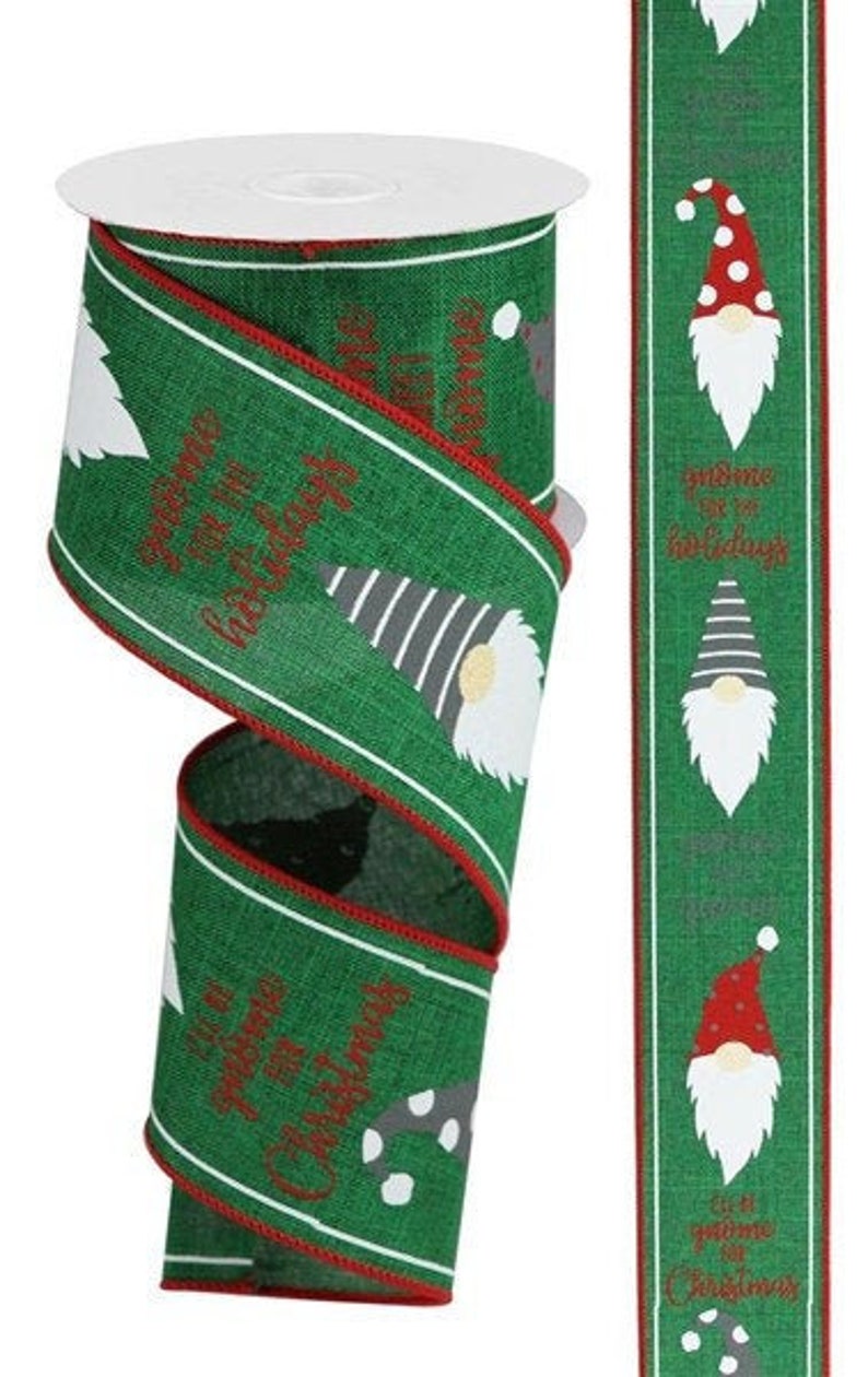 Christmas Gnome Heads on Royal Wired Ribbon Gnomes | Etsy