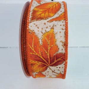 Fall Leaves with Glitter Dots Wired Ribbon Yellow/Orange/Brown/Gold 1.5" X 10 Yards, Fall Ribbon, Autumn Ribbon, Leaves, Fall, Wreath Ribbon image 10