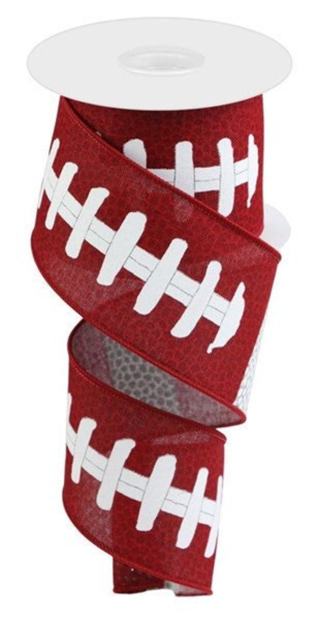 Football Laces Light Grey/red/white Royal Wired Ribbon, Football Ribbon ...