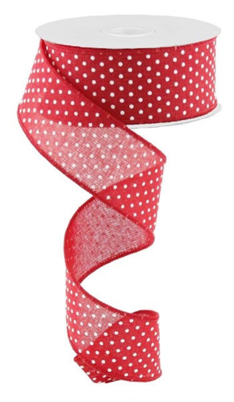Red With White Swiss Dot Royal Wired Ribbon Swiss Dot Ribbon Etsy