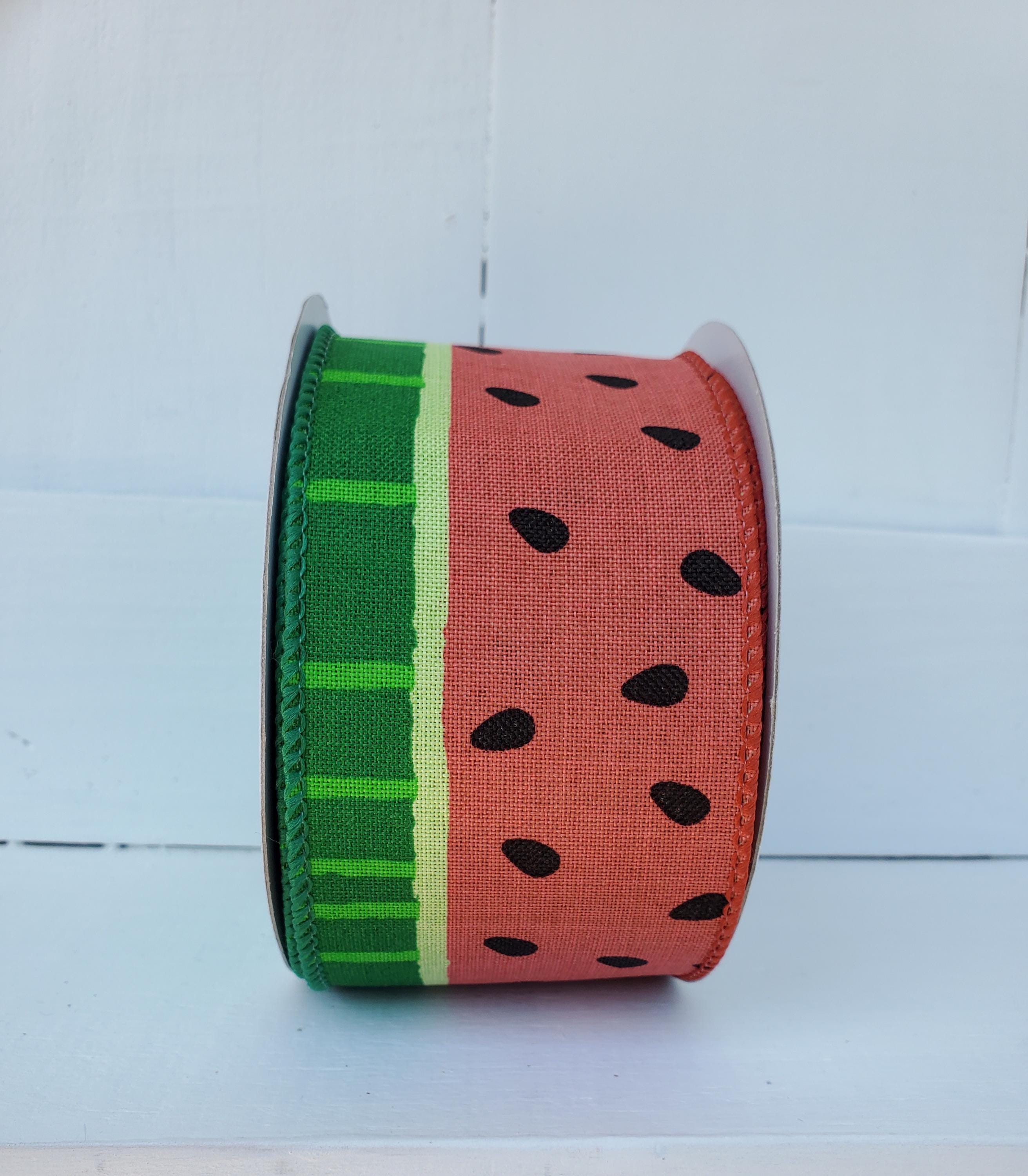 Watermelon Ribbon Wired Edge Bold Watermelon Slice Red/green Royal ...