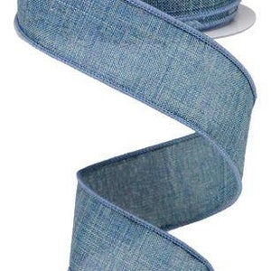 Faded Denim Royal Burlap Wired Ribbon 1.5