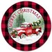 8 Inch Sign Metal Vintage Red Truck, Red and Black Buffalo Plaid, Merry ...