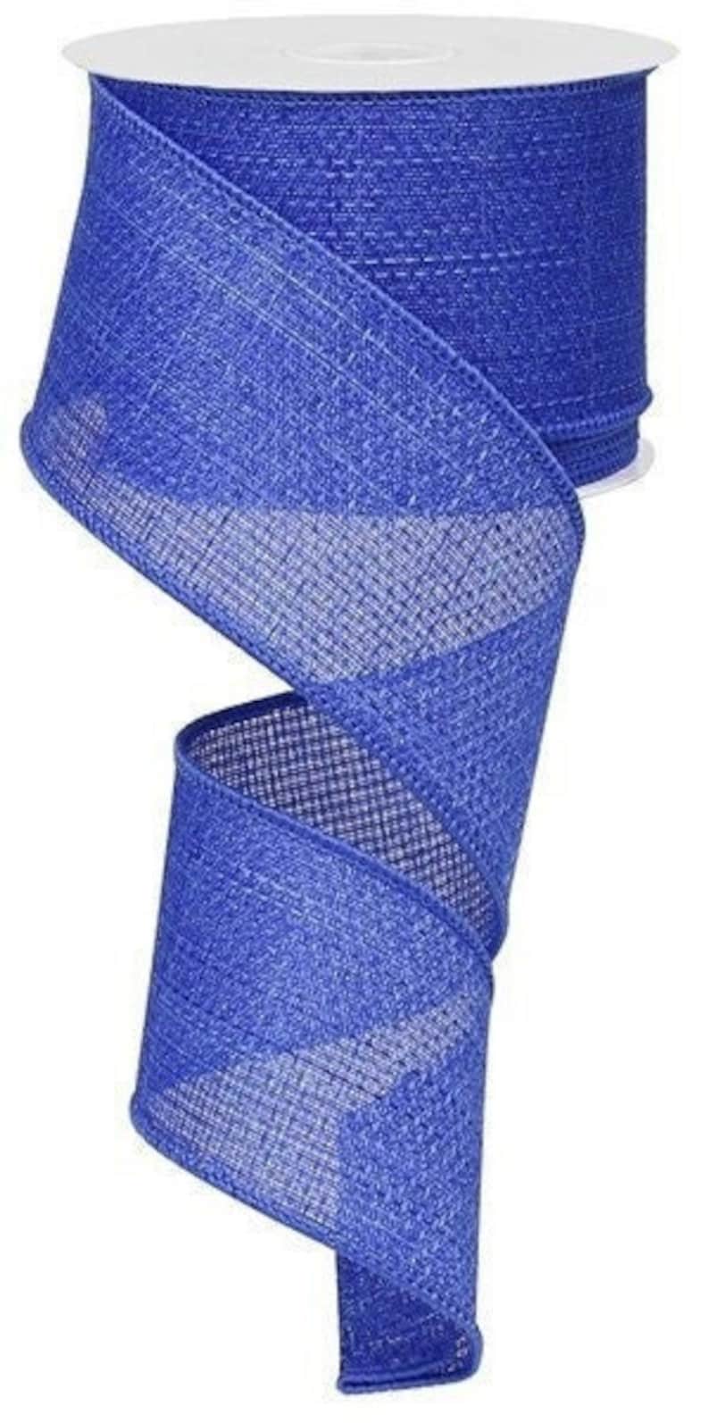 Royal Blue Cross Royal Burlap Wired Ribbon, Wired Ribbon, 2.5