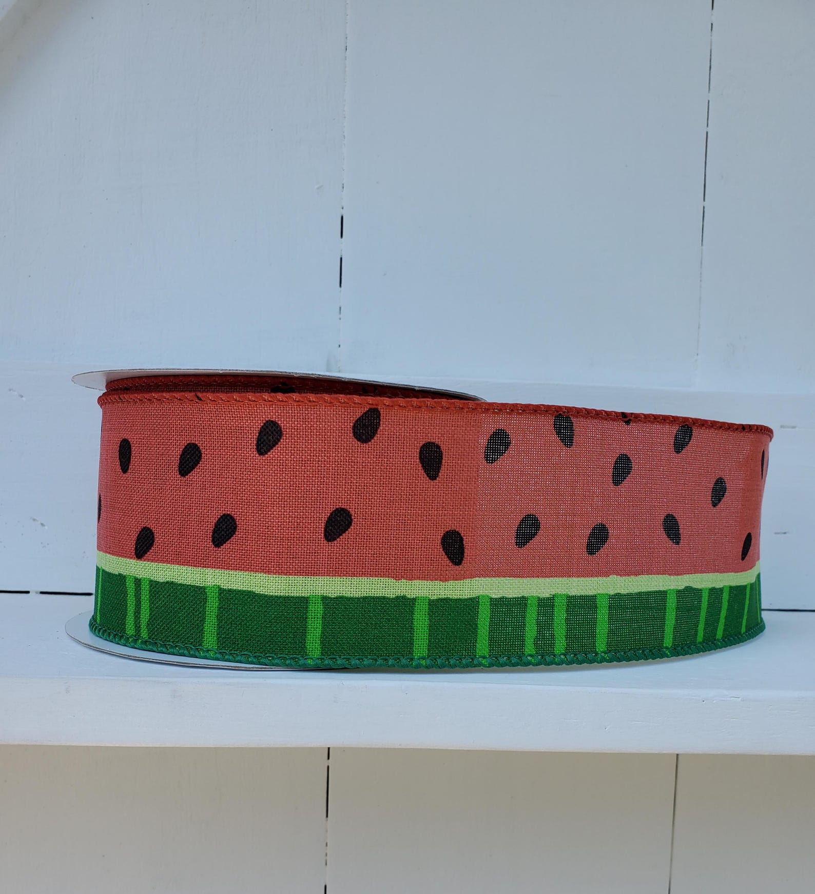 Watermelon Ribbon Wired Edge Bold Watermelon Slice Red/green Royal ...