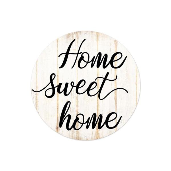 Home Sweet Home 8 Inch Metal Sign, Farmhouse Decor, Country Decor, 8 Inch Round Home Sweet Home Sign, Wreath Metal Sign, Wreath Attachment