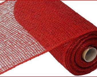 Red Poly Burlap Mesh, 10-Inch Wide, Wreath Making