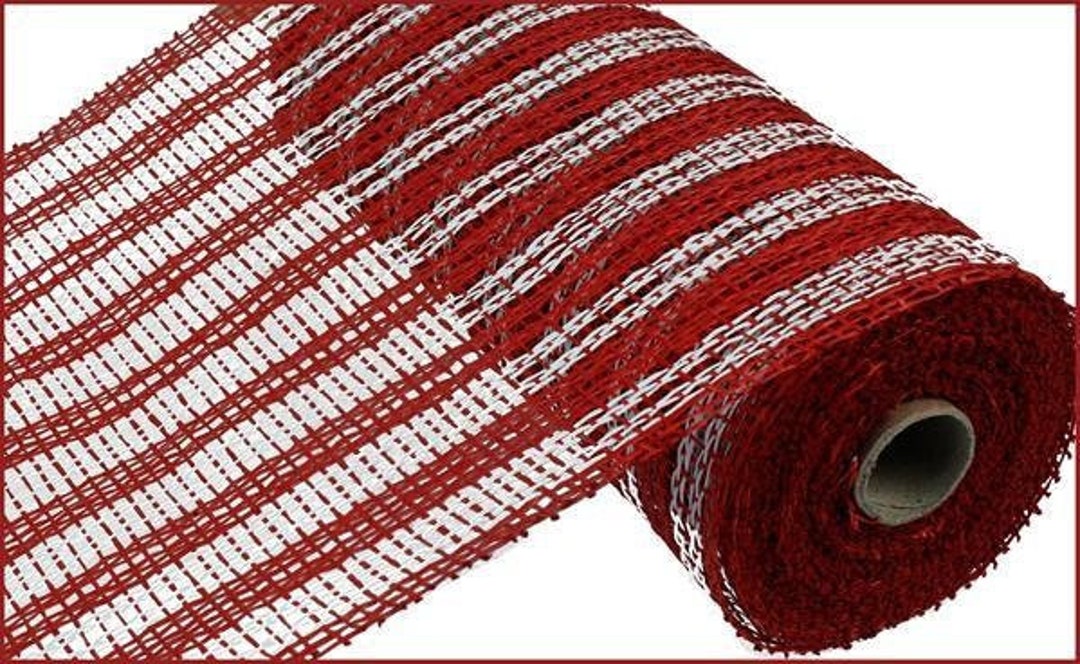 Ribbon - Faux Burlap - 1.5X10 Yards / Red Stripe