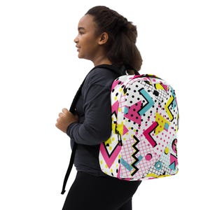 Minimalist Backpack – Light Yellow & White Abstract Design – Laptop Pocket, Water-Resistant, Ergonomic Straps, Everyday Travel Bag