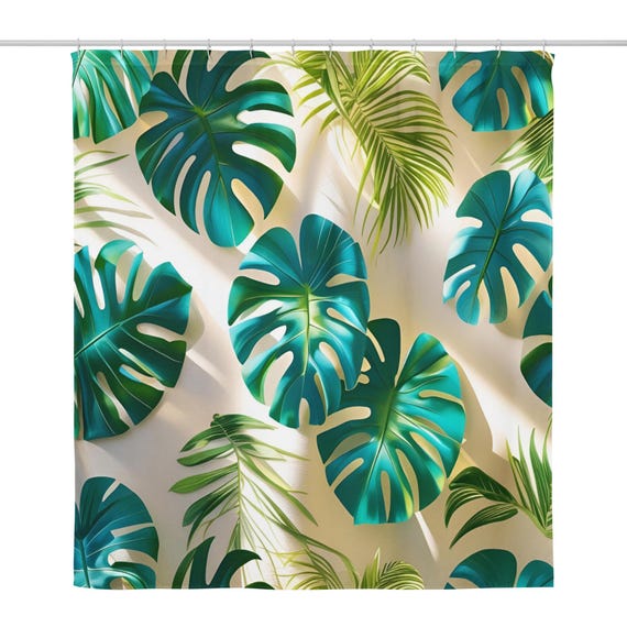 Monstera Blatt Duschvorhang: Tropischer Grner Botanischer Druck - Etsy.de