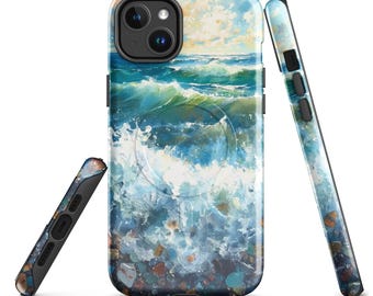 MagSafe® Tough Case for iPhone® Wild Ocean Scene Blue Green Coastal Design