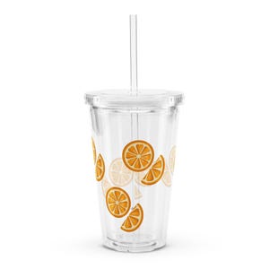 Orange Slice Tumbler with Straw | 16 oz Double Wall Acrylic Cup | Citrus Summer Drinkware | Reusable Iced Coffee Travel Cup