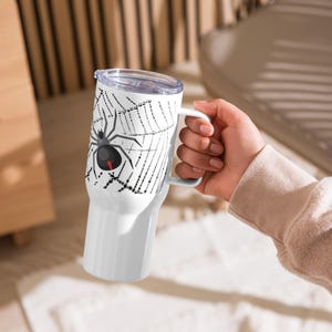 Halloween Travel Mug Spider Web Spiders 25oz 40oz Stainless Steel Cup Hot Cold Coffee Tea Tumbler Gothic Witchy Spooky Season Gift