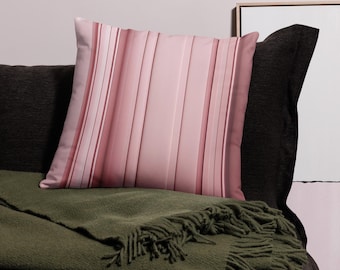 Pillow Cover Mauve Stripes Minimalist Modern Decorative Cushion Case 3 Sizes 18x18 20x12 22x22