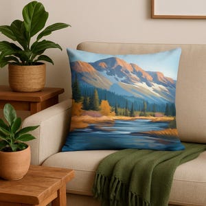 Mountain View Throw Pillow | Golden Back, Rustic Fall Decor