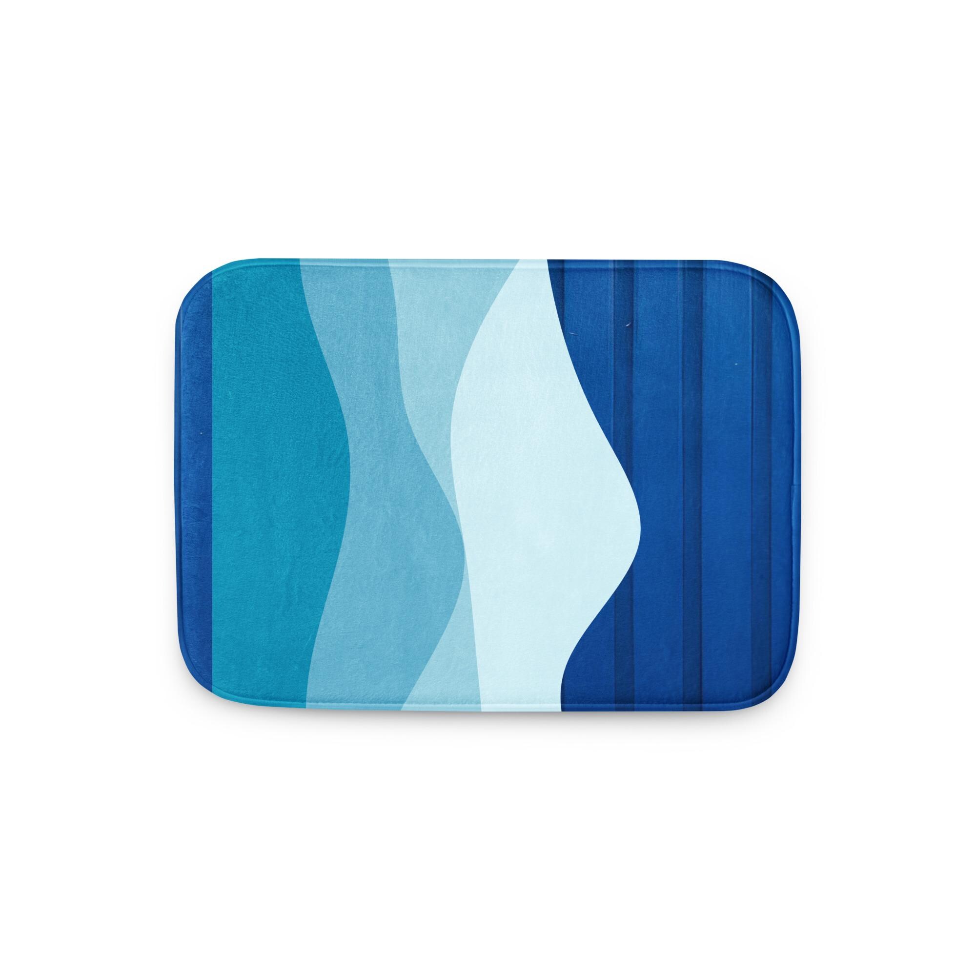 Mat Ripple Ocean Ripple Bath Mat | Blue Teal Watercolor Coastal Decor - Etsy