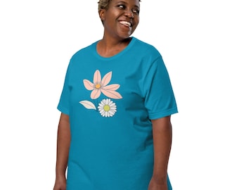 Floral Graphic Tee – 100% Cotton Bella Canvas, Summer Top
