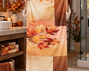 Asciugamano da bagno autunnale, decorazione per il bagno con foglie autunnali, asciugamano floreale caldo, 30x60 o 36x72