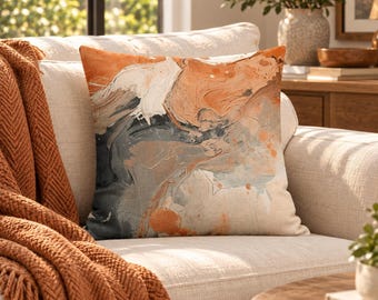 Fodera per cuscino astratta color terracotta, cuscino decorativo moderno e neutro