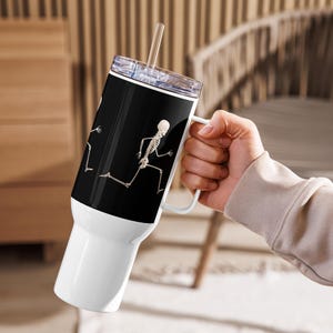 Halloween Skeleton Travel Mug: Gothic Stainless Steel Coffee Tumbler - 25oz or 40oz Size