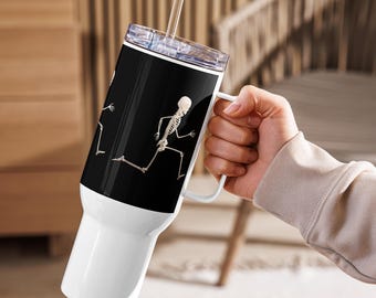 Halloween Skeleton Travel Mug: Gothic Stainless Steel Coffee Tumbler - 25oz or 40oz Size