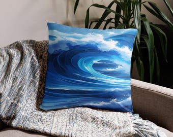 Poszewka na poduszkę z motywem fal oceanicznych, dekoracja w stylu marynistycznym