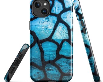 Deep Blue Mosaic Ocean iPhone Case | Stained Glass MagSafe Tough Case