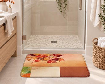 Tappetino da bagno autunnale, tappeto da bagno con foglie autunnali, tappetino in memory foam, 24x17 o 34x21